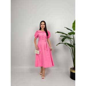 Robe midi confortable pour bébé avec col et ceinture 2111 - Product Image 5