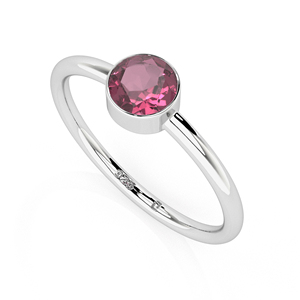 Bisel de turmalina Rosa Natural de Plata de Ley 925, hecho a mano, regalo minimalista clásico, su anillo apilable, joyería - Product Image 1