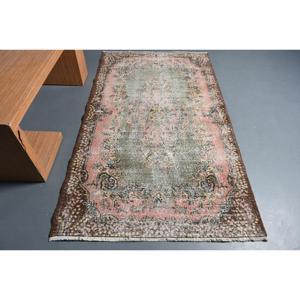 Turkish Area Rug 3.9x6.9 ft, <b>Brown</b> Pink Camouflage Rug <b>Wool</b> - Product Image 1