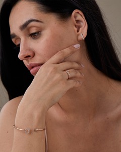 Pulsera Flexible con Dije de Corazón y Llave, Diamante Natural de 0.25 Ct, Color G-H, Claridad VS-SI, Oro Sólido de 14K - Product Image 2