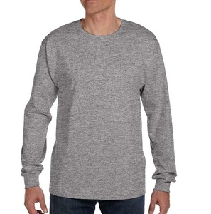 Nouveau gros 100% coton hommes Double couche à manches longues Raglan T-Shirts formel couleur grise unie respirant pas cher! Personnalisable - Product Image 1