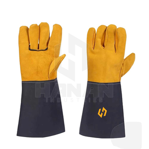 Full Leather Welding Work Gloves Heat Fire Resistant Anti-Slip Durable Silicone-free Powder-free Long Cuff for MIG TIG <b>Stick</b> - Product Image 3