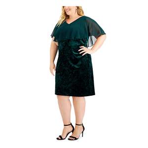 Abito tubino da donna senza maniche con scollo a V, verde, lunghezza al ginocchio, vita naturale, taglia 18W - Product Image 3