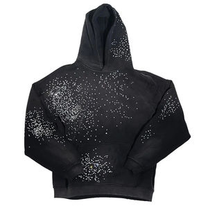 Sweat à capuche polaire personnalisé 2026 en coton 100% avec strass, coupe oversize, épaules tombantes, broderie écusson lourde, style streetwear unisexe - Product Image 5