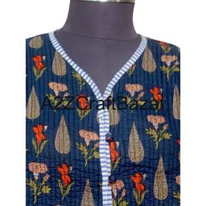 Chaqueta Corta Acolchada Reversible 100% Algodón Orgánico para Mujer, Estampado Floral Bohemio, Ropa de Otoño Invierno, Estilo Chic - Product Image 3