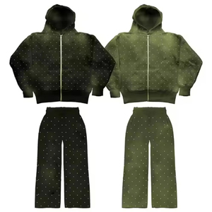 Conjunto Deportivo Vintage con Lavado Ácido para Hombre, Sudadera con Capucha y Pantalones Deportivos de Algodón Grueso, Ropa Urbana, Venta al por Mayor en Grandes Cantidades - Product Image 4