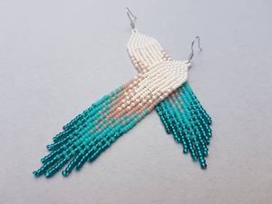 ต่างหูลูกปัดแก้วดีไซน์ทันสมัยประดับด้วยเทอร์ควอยซ์และพู่ห้อยระย้า ของขวัญเครื่องประดับสุดพิเศษจาก MS Handicraft - Product Image 6