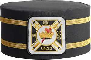 Gorro de la Orden de los Caballeros Templarios - Negro con Dos Trenzas Doradas, Tipo de Tela Rayón Negro, Origen Importado - Product Image 5