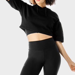 Ropa de calle con logotipo personalizado de alta calidad, Top corto con capucha para mujer, ropa informal recortada, prendas de vestir a la moda, sudadera con capucha para mujer - Product Image 2