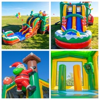 Château gonflable sur le thème de Noël Super Castel, château gonflable avec toboggan pour les fêtes et les événements
