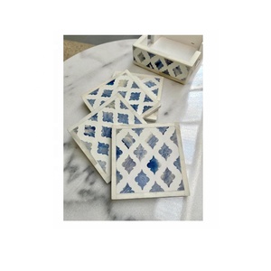 High Quality Floral Pattern Bone Inlay <b>Coaster</b> Set of 4 with Holder Handmade <b>Coasters</b> for Drinks <b>Coasters</b> for Coffee Table - Product Image 4