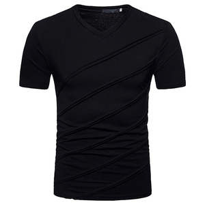 Camiseta de algodón 100% para hombre, camisetas cómodas con cuello en V personalizadas con estampado holgado para hombre, camisas de secado rápido transpirables de algodón suave - Product Image 1