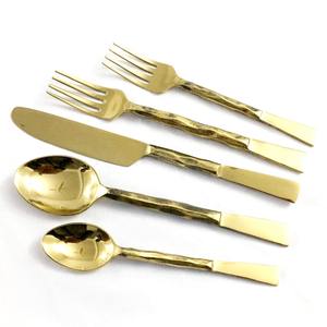 Bright Gold Cutlery Flatware Set Royal Design Dining Cutlery Set <b>Golden</b> Rectangular Flat <b>Bar</b> Handmade Handle Luxury Cutlery Set - Product Image 5