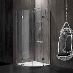 Cabine de douche ronde minimaliste 80x80mm, verre transparent 6mm, facile à installer sans cadre, ensemble de salle de bain six pièces Lion Brand - Product Image 2