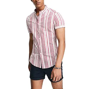 新款男士100% 棉男士拉链衬衫，带实用口袋短袖休闲衬衫定制颜色定制OEM ODM
