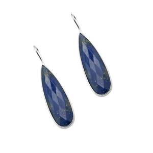 Pendiente de Plata de Ley 925 con pera Natural facetada lapislázuli piedra preciosa GIA certificado princesa corte diamante joyería - Product Image 1