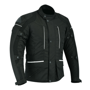 Men's Cordura Waterproof CE Armoured Protections Textile Printed Summer Windproof Black Motorcycle Jacket - Product Image 1