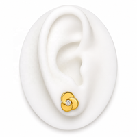 JJBRAVO Pendientes de Oro Macizo con Tres Discos y Circonitas, Diseño Geométrico Moderno y Minimalista, Engaste de Garra, Joyería Fina para Mujer, Regalo para Boda o Fiesta