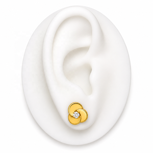 JJBRAVO Pendientes de Oro Macizo con Tres Discos y Circonitas, Diseño Geométrico Moderno Minimalista, Engaste de Garra para Mujer, Joyería Fina OEM ODM - Product Image 5