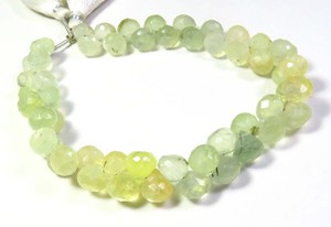 Perles de pierres précieuses naturelles de Prehnite, taille briolette facettée, en forme d'oignon, couleur verte, 7 mm, sur brin de 7 pouces, pierres précieuses en vrac pour bijoux - Product Image 4