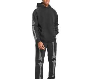 Men Winter Hooded <b>Rhinestone</b> Tracksuit Breathable Comfortable Anti-Wrinkle 100% Cotton Fleece Lining Hot Selling Trending - Product Image 1