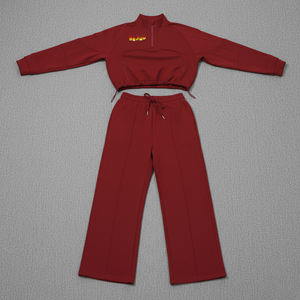 Conjunto de 2 Piezas de Sudadera con Capucha Extra Grande y Pantalones Jogger Holgados de Color Sólido de Invierno, Hechos a Medida con Felpa 100% Algodón de Alta Calidad, Transpirables para Mujer - Product Image 4