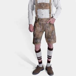 Auténticos pantalones cortos de cuero bávaro Lederhosen tradicional con bordado para Oktoberfest y festivales - Product Image 1