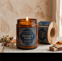 Autocollants personnalisés avec logo, étiquettes imperméables pour bougies, autocollants en papier texturé pour pots de bougies en cire de soja, étiquettes adhésives de luxe, impression