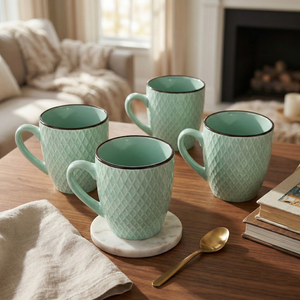 ชุดถ้วยชาเซรามิกสีเขียวทะเล 4 ใบ - Product Image 1