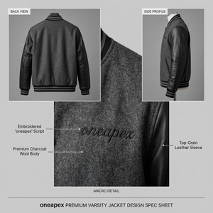 เสื้อแจ็คเก็ตขนสัตว์สีดำสำหรับผู้ชาย แขนหนังสีดำ โลโก้สั่งทำ คอและปลายแขนเสื้อถักแบบริบ ติดกระดุมด้านหน้า เสื้อผ้าสตรีทแวร์สุดหรู สไตล์บอมเบอร์ - Product Image 5
