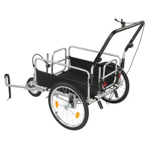 Remolque de bicicleta de acero Q235 de 130*80*107 cm, negro, con capacidad de carga de 100 kg y pasamanos. - Product Image 3