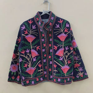 Suzani แจ็กเก็ตปักลายกำมะหยี่, เสื้อโค้ทวินเทจแจ็กเก็ตฤดูหนาวใส่ได้ทุกเพศเสื้อนอกชนเผ่าเก๋ไก๋ - Product Image 1