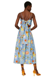 Meilleure qualité décontracté femmes sans manches bleu robe florale coupe ample pour l'automne et l'hiver tenues disponibles à la vente - Product Image 4