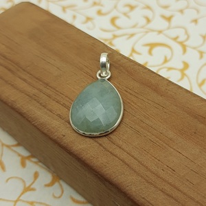 925 Sterling Silver Aigue-Marine Style Bohème Pendentif Artisan Designer Diamant Pierre Principale Pierre Naturelle Chic Charme Pendentifs - Product Image 3
