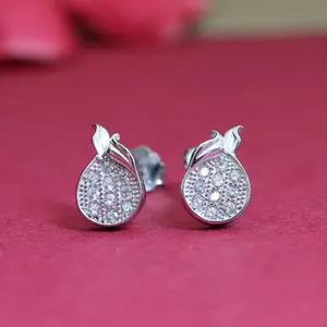 Women's 925 <b>Silver</b> Cubic Zirconia <b>Stud</b> Earrings Fashion Jewelry Gift Polished - Product Image 2