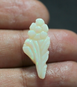 Cabujón de ópalo de fuego australiano, piedra preciosa de cristal Natural para hacer joyas, forma elegante negra y plateada con tallado de flores - Product Image 2