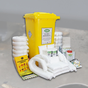 Kit para Derrames de Petróleo, Contenedor con Ruedas de 240 Litros – Kit Absorbente para Limpieza de Derrames de Petróleo Industriales y Respuesta a Emergencias - Product Image 1