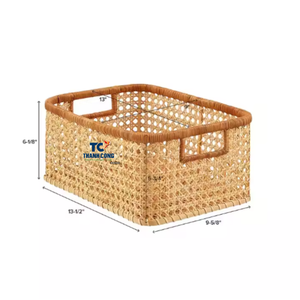 Panier de canne en rotin rectangulaire tissé à la main nouvellement conçu en gros pour le stockage de cuisine et le récipient de nourriture - Product Image 2