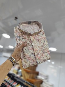 LUCKHNOWI Pyjama de travail Kurta pour hommes Broderie de poulet sur tissu de soie pure Viscose Reyon Collection de fêtes formelles - Product Image 2