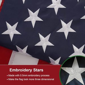 Bandera Americana de Lujo USA TOP FLAGSINC, 30x60 pies, para Exteriores, de Nailon Resistente, Estrellas Bordadas, con Cuerdas y Doble Costura - Product Image 2