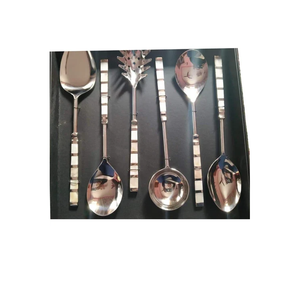 Ensemble de cuillères à salade en nacre et en acier inoxydable Ensemble de 6 pièces pour cadeau de mariage À des prix abordables - Product Image 5
