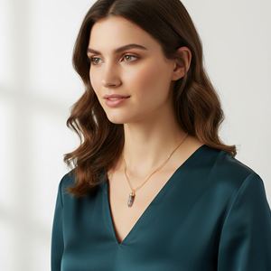 Collier pendentif en argent sterling plaqué or en forme de balle en quartz rutilé noir tendance pour fiançailles et mariage - Product Image 4