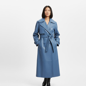 Women Long <b>Trench</b> <b>Coat</b> OEM Factory Supplier Wholesale Custom Made Elegant Fashion Outerwear Belted Double Cotton Knitted - Product Image 1