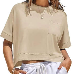 Top corto de algodón transpirable para mujer, suave, moderno, estilo urbano, a la moda, con textura acanalada, estético, lindo y cómodo. - Product Image 1