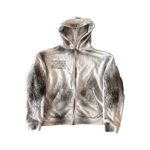 Sweats à capuche pour hommes Rhinestone 100% coton Pantalon de survêtement et sweat à capuche Acid Wash Set Oversized Full Zip Up Custom Heavyweight For Men - Product Image 3