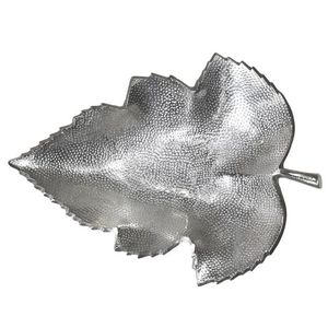Plateau à feuilles de luxe haut de gamme pour la décoration et le service des aliments Plat décoratif en métal et aluminium enduit d'argent fait à la main - Product Image 1