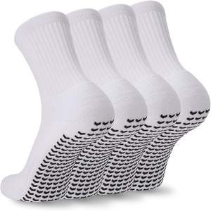 2/4 pares de calcetines de fútbol para hombre con empuñaduras acolchadas antideslizantes fútbol baloncesto calcetines deportivos 30% algodón y 70% poliéster - Product Image 1