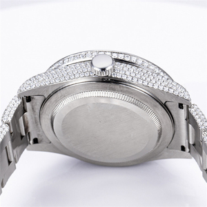 Montre mécanique automatique de luxe de haute qualité 41MM, fabriquée à la main, en acier inoxydable, avec cadran en verre serti de diamants de laboratoire, bracelet en perles noires, boîtier en perles noires - Product Image 5