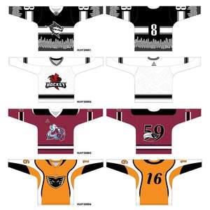 Jersey de Hockey sobre Hielo Personalizado, Uniforme de Equipo a Rayas Rojas, Negras y Blancas, Logotipo Personalizado, Nombre del Jugador, Número 22, Ropa de Entrenamiento Profesional - Product Image 6