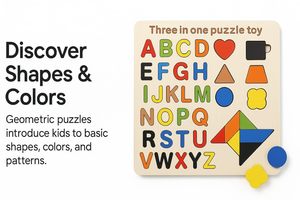 Wooden 3-in-1 Jigsaw <b>Puzzle</b> Board with Alphabet Pegged Blocks & Tangram Style Educational Toy for Kids Ages 2-4 Unisex - Product Image 4